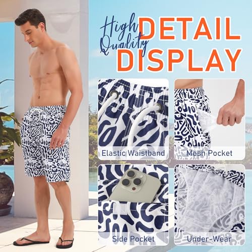 Image of Mens Swimming Trunks Swim Trunks Quick Dry Swim Shorts with Mesh Lining Funny Swimwear Bathing Suits