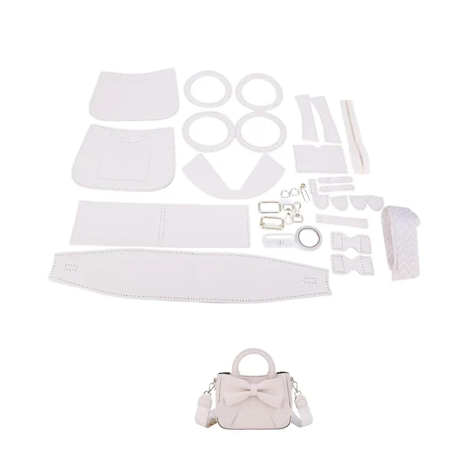 LYHYDMA Diy bag making kit DIY Sewing Handmade Bag Set Shloulder Straps Leather Bag Making Kit Hand Stitching Accessories For Women's Handbag(Num3 White)