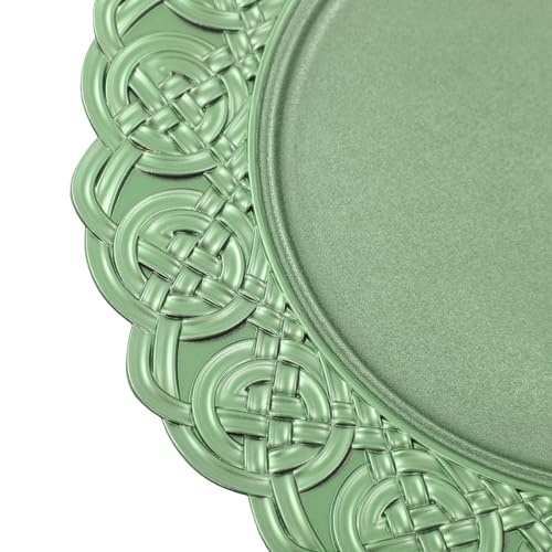 100 platos verdes plásticos decorativos redondos de 13 pulgadas miniatura 6