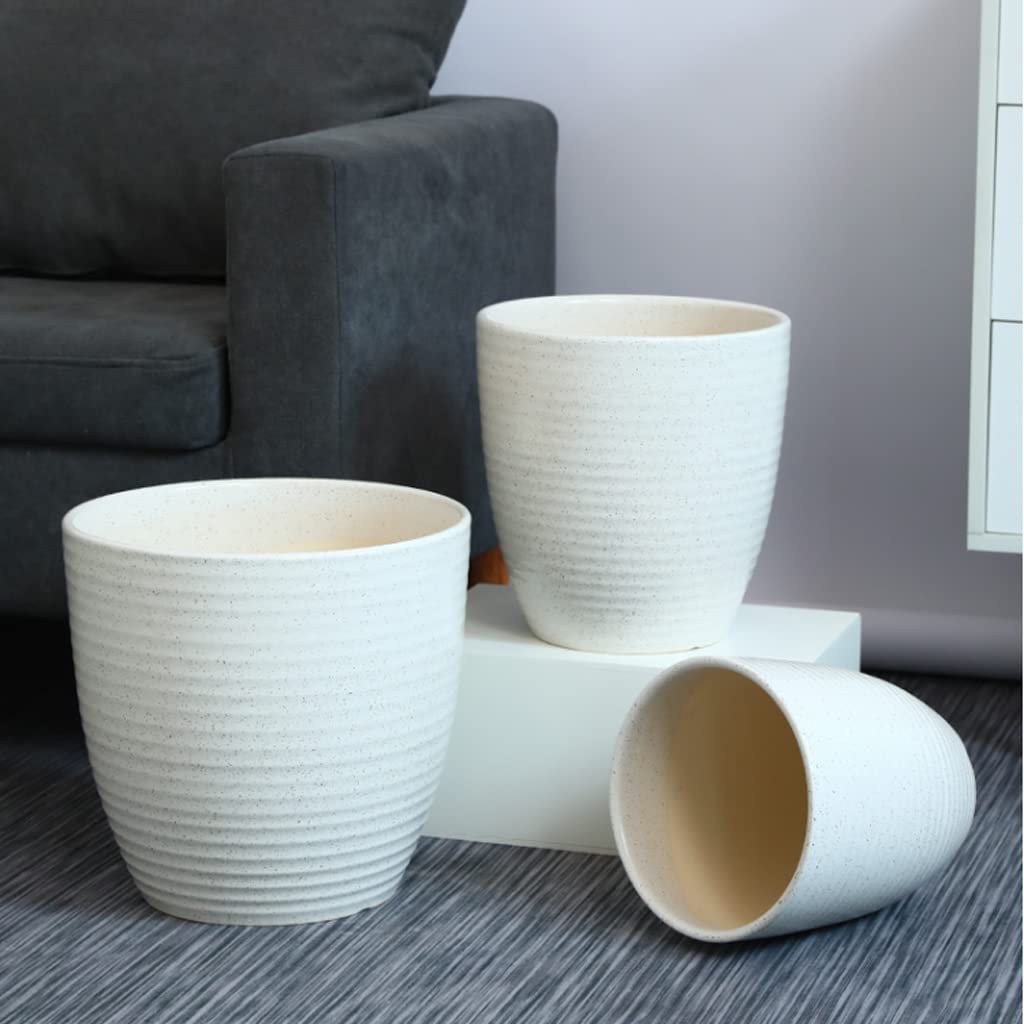 Vasi da Giardino Vasi per Piante in Ceramica, Vaso da Fiori Moderno da 8/10/12" con Foro di drenaggio per Tutte Le Piante domestiche, Decorazioni per la casa e L'Ufficio (Bianco)