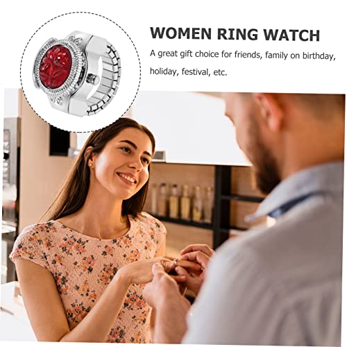 BESTYASH 3 Stuks Ring Horloge Mini Decor Mode Horloge Ring Miniture Decoratie Nieuwigheid Ring Flash Vinger Horloge Meisjes Geschenken Yule Geschenken Rose Vinger Horloge Heren Heren - Afbeelding 6