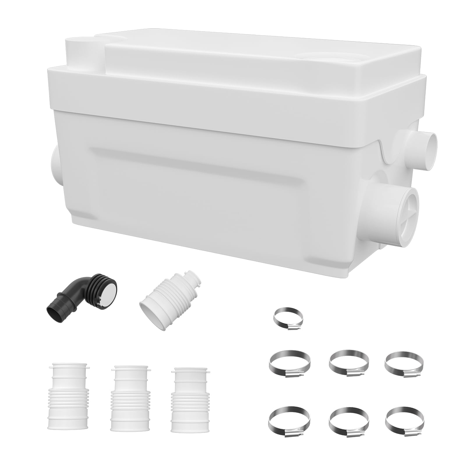 AidoFLO 400W Macerator Pump - High-Performance Waste Water Removal Solution for Sinks, Basins, Showers, and Bathtubs - 100 L/min Max Flow Rate, 2 Inlets for Versatile Installation