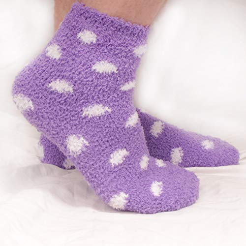 BambooMN Women's Super Soft Fuzzy Socks, Polka Dot, Gradient, Snowflake, Featherlight Cuff - Assorted Colors3