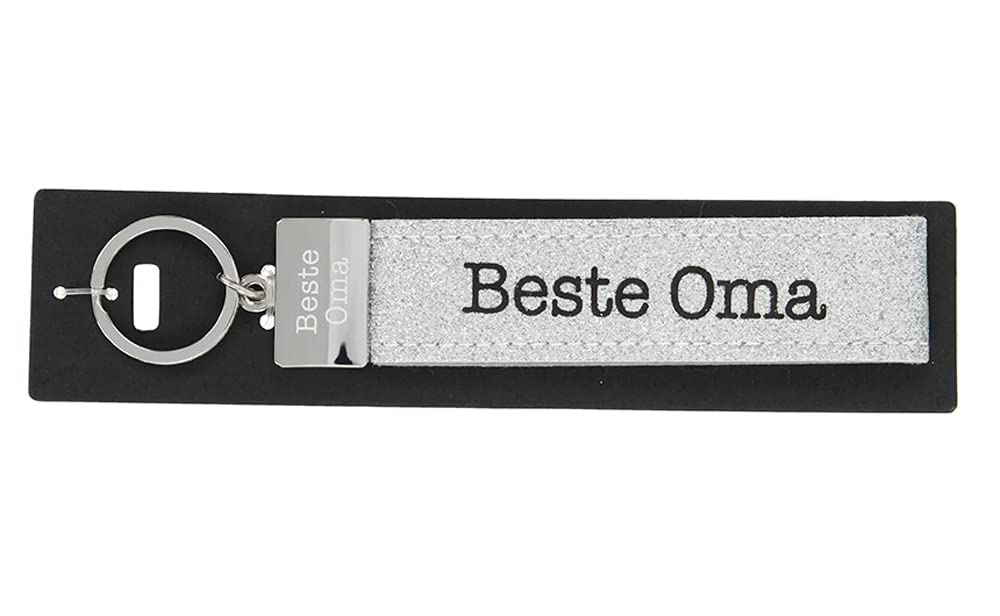 Depesche 4298_B Loops Felt Keyring with Engraved Metal End and Iconic Print "Beste Oma" Red Approx. 18.7 x 4.4 x 1 cm