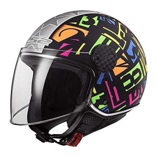 LS2 - Casco Jet Moto Sphere Lux Crisp Negro H-V Amarillo, XXL