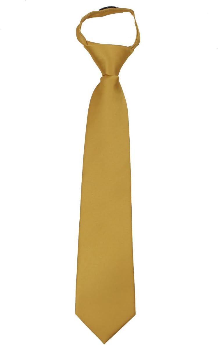 BUYYOURTIES B-ZIP-ADF-18 - Boys 14 inch Solid Color Zipper Necktie Ties