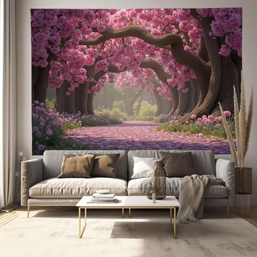 Tapisserie murale paysages de rêve roses en tissu panoramique 230x180cm