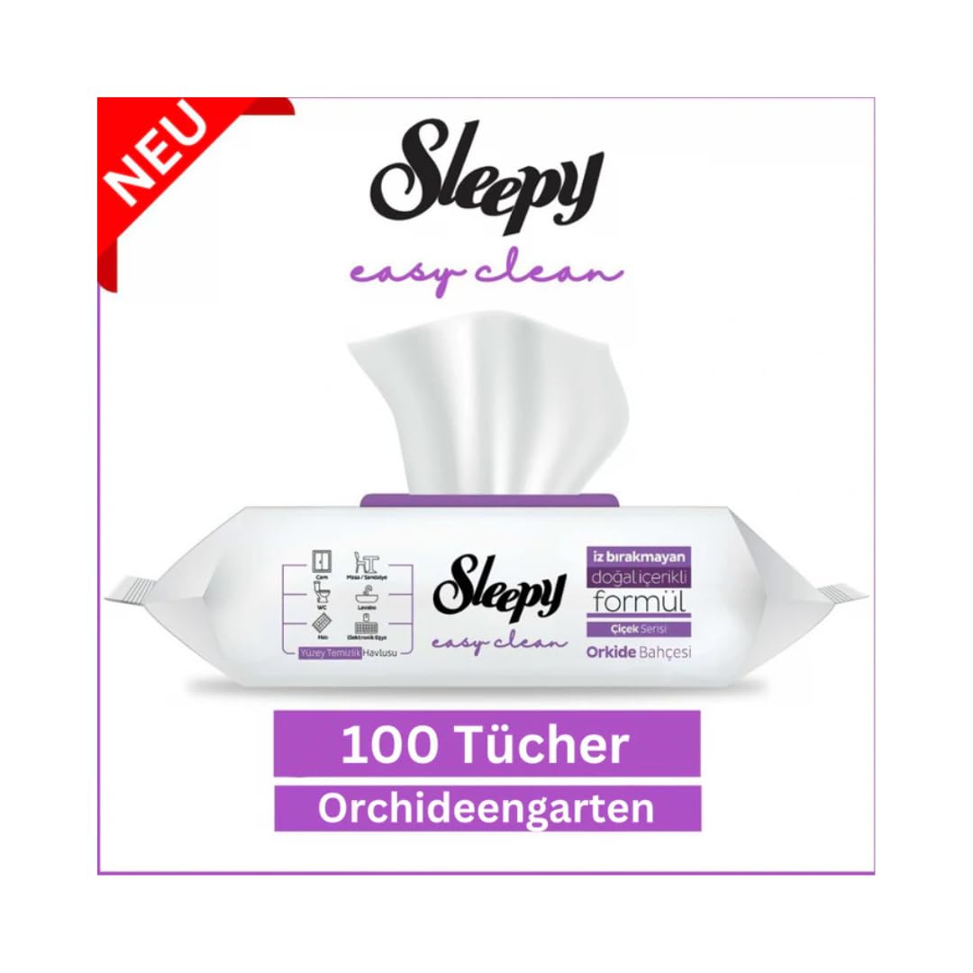 3 paquets de lingettes Sleepy Easy Clean – 100 lingettes par couleur – Fleurs de cerisier, bouquet de lys et jardin d'orchidées : sans chlore et végétal + protection d'expédition HeartGlobal