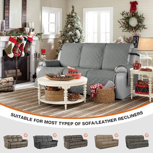 Image of VANSOFY Waterproof Recliner Couch Covers Washable, Gray,3 Seater | 1-Piece, Non-Slip with Elastic Straps, Sofa Cover with Pocket for Dogs, Pets