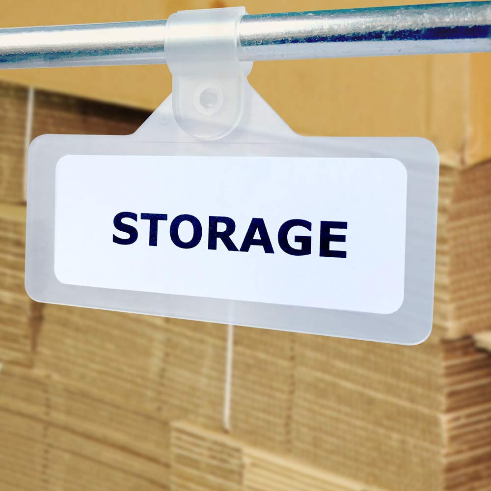 25 Clear Plastic Wire Shelf Label Holders for Adhesive Labels