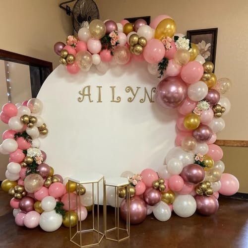Image of Rose Gold Balloons Arch Kit, 140Pcs Metalic Rose Gold Metallic Gold White Pink with Confetti Balloons for Bridal Shower Baby Shower Bachelorette Birthday Wedding Girl Anniversary Decorations