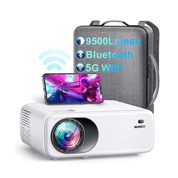 Beamer, WiMiUS Full HD 1080P 9500 Lumen Beamer Unterstützt 4K Video 5G WiFi Bluetooth Beamer LED Heimkino Projektor mit…