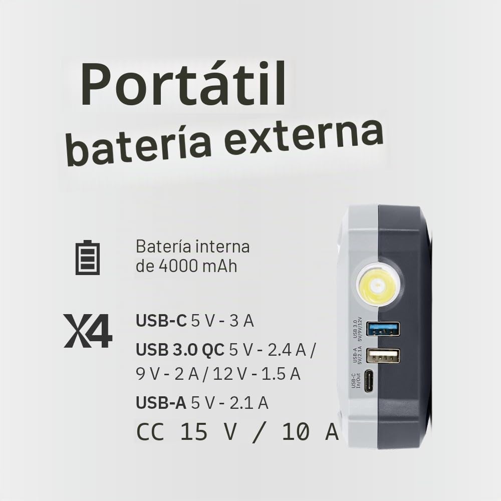GYS, Nomad Power Pro 701, arrancador/Booster batería de Litio portátil 2000A, vehículos de 12 V (Motocicleta, Coche), Arranque Seguro, batería Externa de 6 Ah (PowerBank), lámpara LED, Pantalla LCD