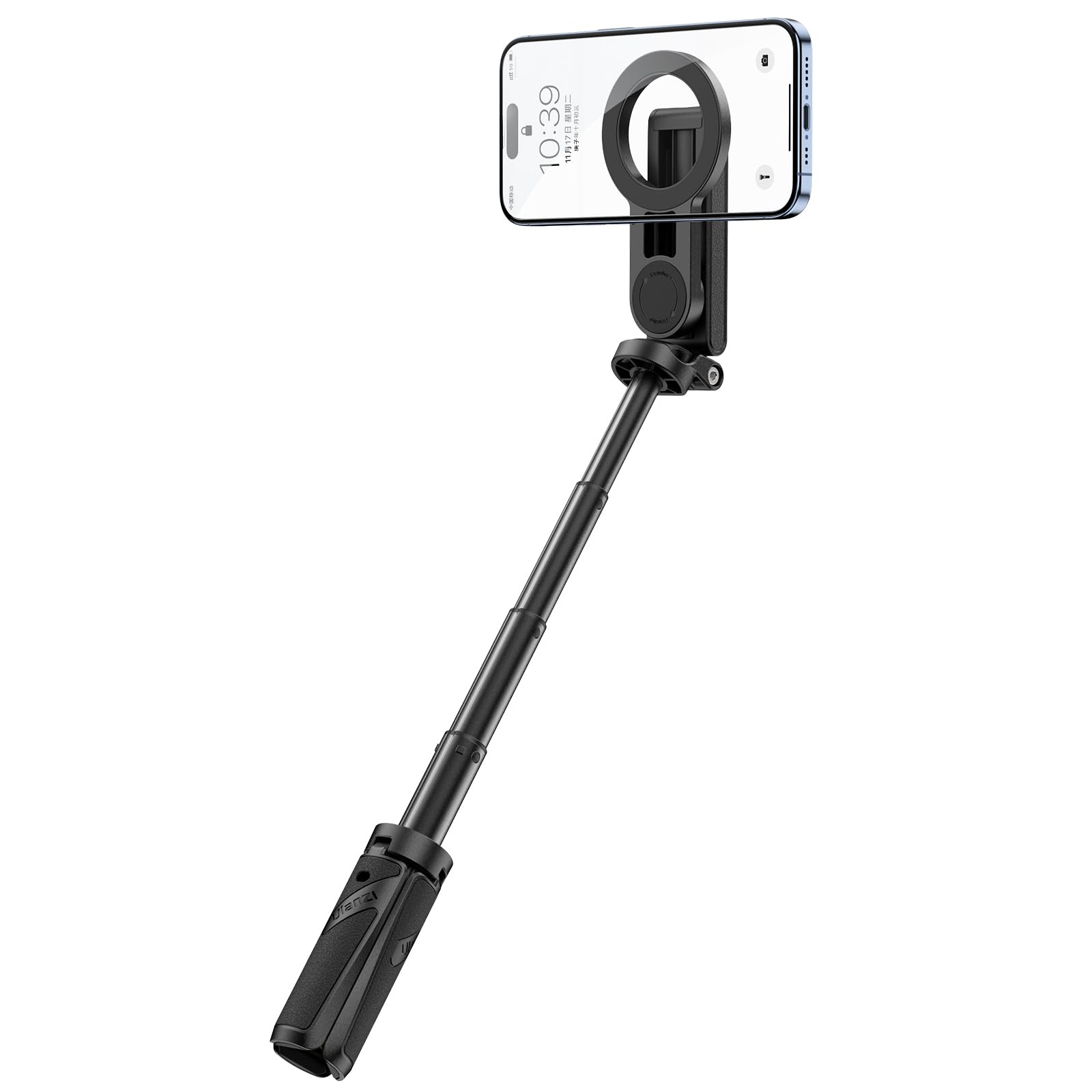 Ulanzi Jj03 Magnetisches Stativ Ständer Für Iphone 17 16 15 Samsung/Android Smartphone， 3 In 1 Bluetooth Selfie Stick Handy Griff Capgrip， 12N Starker Magnet， Ausziehbares Mini Stativ， Handyhalterung