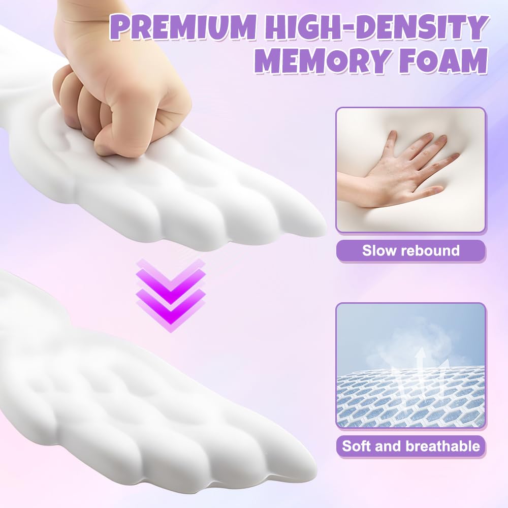 NAVESO Angel Tastatur Handgelenkauflage Set, 43 * 10cm Handballenauflage Tastatur mit Maus und Untersetzer, Mousepad mit Handauflage, 3-in-1 Wasserdicht Handauflage Set für Spiele Büro, Memory Foam