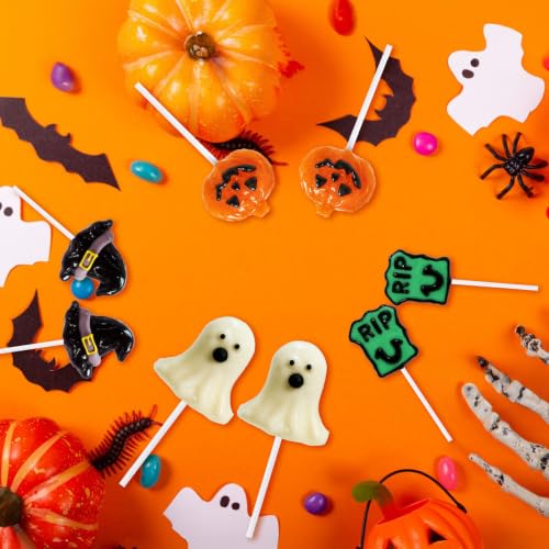 Halloween Lollipops 24 Pack, Hard Candy, Assorted Fruit Flavored Suckers | Ghost, Tombstone, Witch Hat & Pumpkin Themed Lollipops, Individually Wrapped for Halloween Goody Bag Fillers, Trick or Treat - image 5
