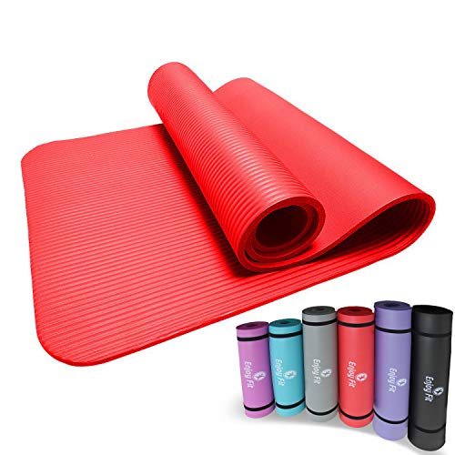 Enjoy Fit Gymnastikmatten mit Gurte Eine Vielzahl von Farben und Spezifikationen Keine Phthalate Yogamatten Einseitige rutschfest leicht zu reinigen (Rot, 185 * 80 * 1.2)