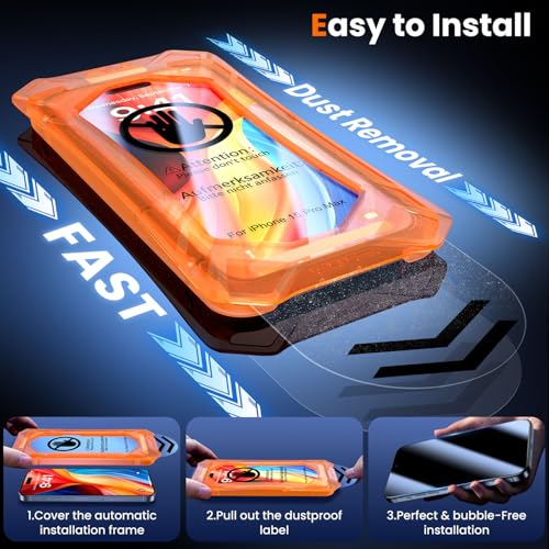 Image of UniqueMe for iPhone 14 Plus /13 Pro Max Screen Protector - [Military Grade Shatterproof & 9H+ Hardness] Screen Protector 13 Pro Max Tempered Glass Full Coverage Protection, Easy Installation, 2 Packs