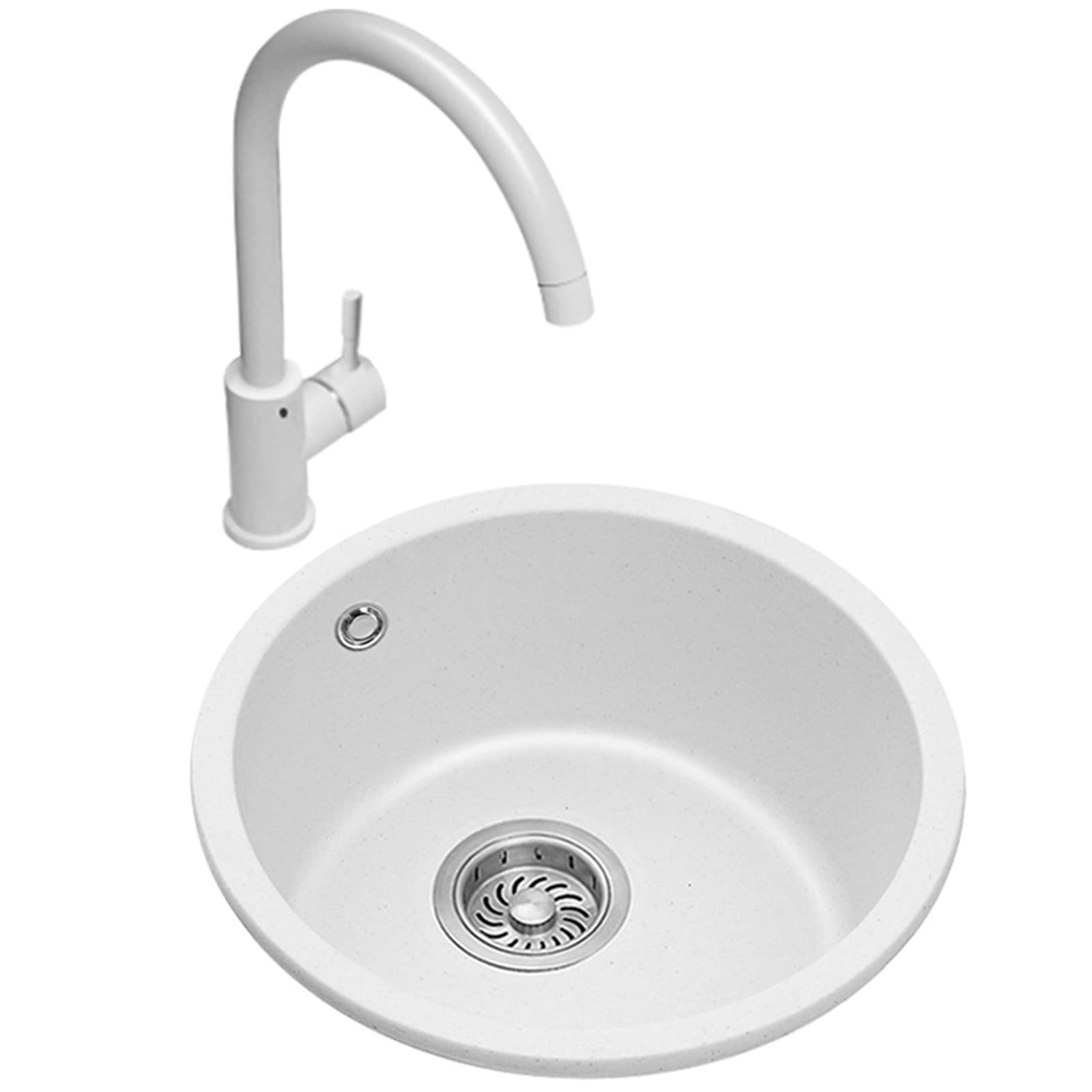 Évier de cuisine blanc en quartz rond pour équiper un balcon ou bar