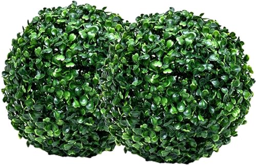 2 Artificial Topiary Balls | 13/18/23/28cm Topiary Ball for Hanging | Realistic Buxus Grass Balls | Indoor Outdoor Hanging Decorative Faux Buxus Grass Balls| Faux Boxwood Topiary Balls for Home