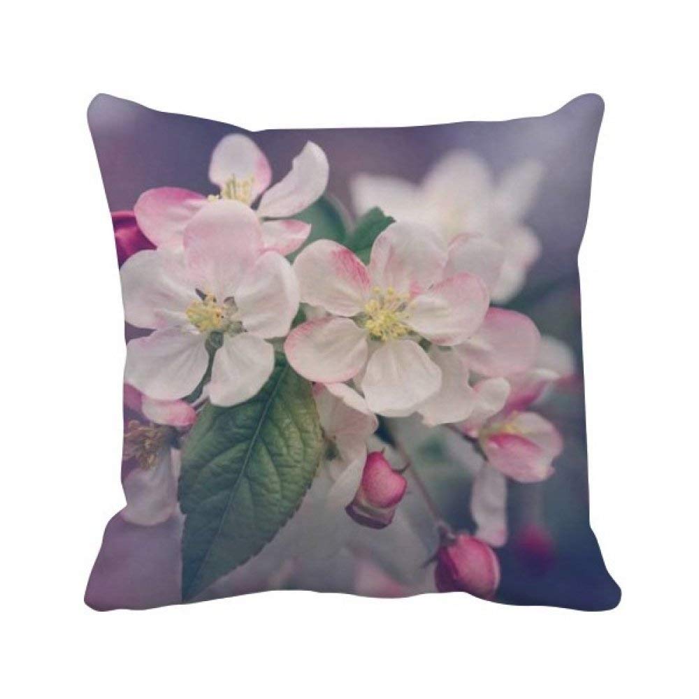 Coussin rose fleurs blanches oreiller décoration canapé maison carré 40x40