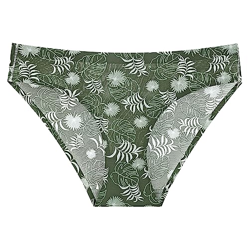 Bragas de seda de hielo para mujer, diseño floral, sin costuras, talle bajo, de secado rápido, triangulares, conjunto de ropa interior para mujer pequeña, color rojo, verde, 3XL