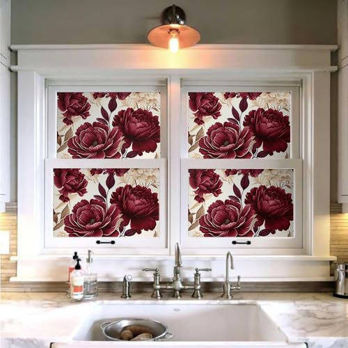 Papel pintado vintage de peonía beige para decoración de pared autoadhesivo 4