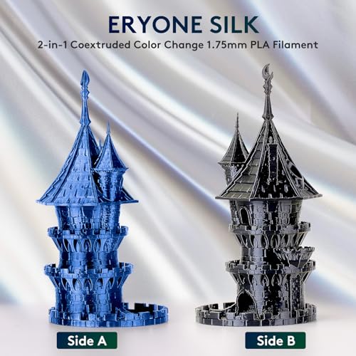 Image of ERYONE Silk Dual Color PLA Filament 3D Printer 1.75mm + /- 0.03mm, Bicolor Filament Two Tone PLA 1KG(2.2lbs) Cardboard Spool, Midnight Blue & Black