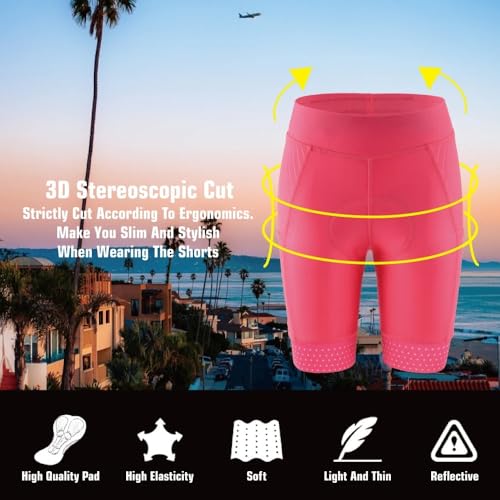 TUOYDJA Radlerhose,Fahrradshorts Frauen Radfahren Shorts Rosa & Schwarz Atmungsaktive Sommer Fahrrad Shorts Weibliche 5D Pad Tasche Dame Bike Shortsa(KEM-SSFE-PINK,XXL)