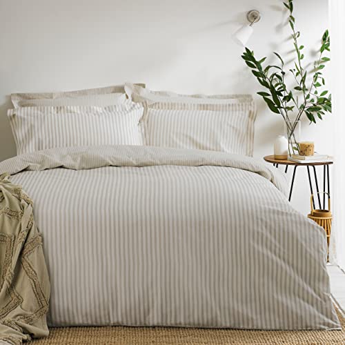 Yard Hebden 100% Cotton Stripe Duvet Cover Set (Natural, Double)