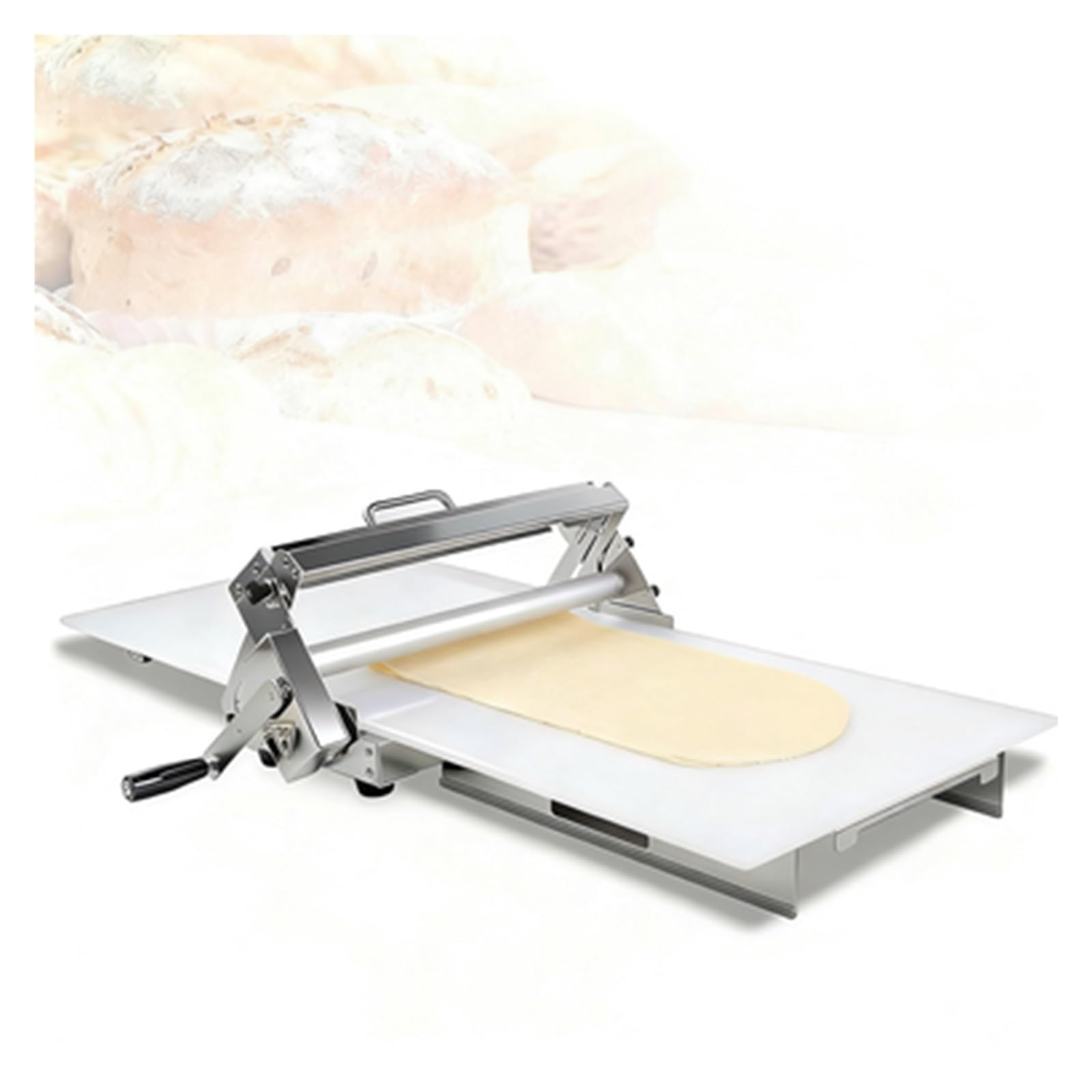 Manuelle Teigausleger, Croissant Teig Laminiergerät, Teigmaschine aus Edelstahl, Teigstärke einstellbar 0-25mm, faltbar, für Croissants und Pizzabäckereien