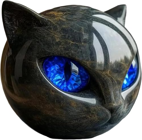 Generisch Schwarze Katze Stein-Skulptur - Elegante Home Décor & Gift-Ready Kunstwerk, Hand geschnitzt Heilung Statue, Elegante Home Decor für Katzenliebhaber, für Haus, Büro, Geburtstag (Blue)