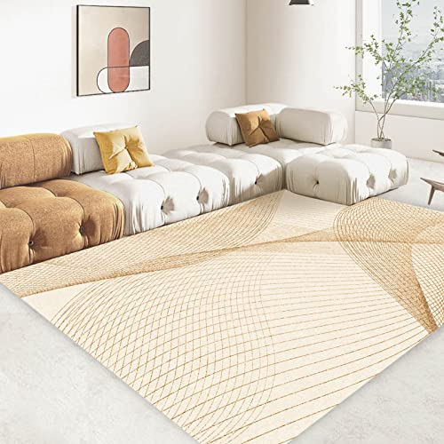 Finoren Artistic Lines Area Rugs For Living Room,Bedroom,Hallway,Dining Room,Non-Shedding,Non Slip Backing,Floor Decoration Carpets,Golden Line,5'X7' #TOP16
