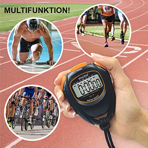 Schütt Stoppuhr HC-7 | Digitale Multifunktions-Stoppuhr mit großem Display | Einfacher Batteriewechsel | Guter Druckpunkt | Hobby | Sport | Freizeit | Spritzwasserfest | Für Kinder geeignet