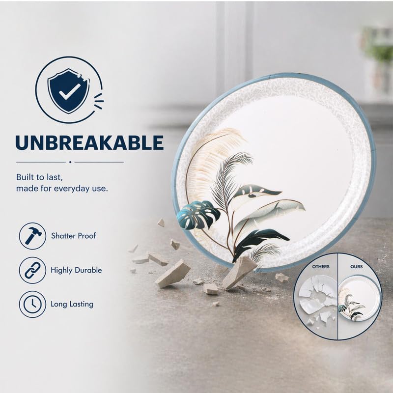 Image of Golden Fish 6 Pcs Dinner Plate Set for Home Dining | Full Size Serving Plates for Meals | Uniform Design for Table Setup | Stackable, Easy to Maintain & Suitable for Daily Use & Gifting