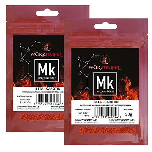 Betacaroteno, beta caroteno provitamina A, colorante naranja natural E160a. 2 bolsas de 50 g (100 g)