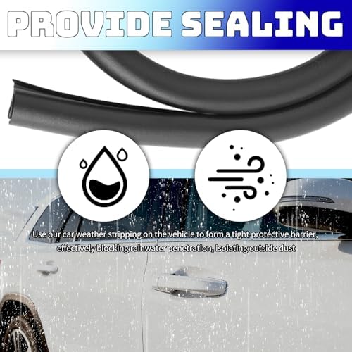 2PCS 2.62Ft Car B Pillar Sealing Strip,Adjustable Automotive Weather Stripping Door Seal with U-Shaped Steel Strip & Open-Ended Design,Thickened Rubber Car Door Seal Strips - 4