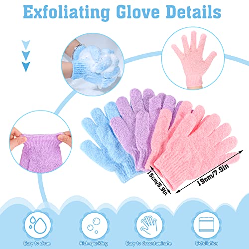 6 Pack African Net Sponge Exfoliating Glove Set, 3 Bath Sponge Body Scrubber Back Scrubber and 3 Pairs Exfoliating Gloves as Stocking Stuffers for Adults - Image 4