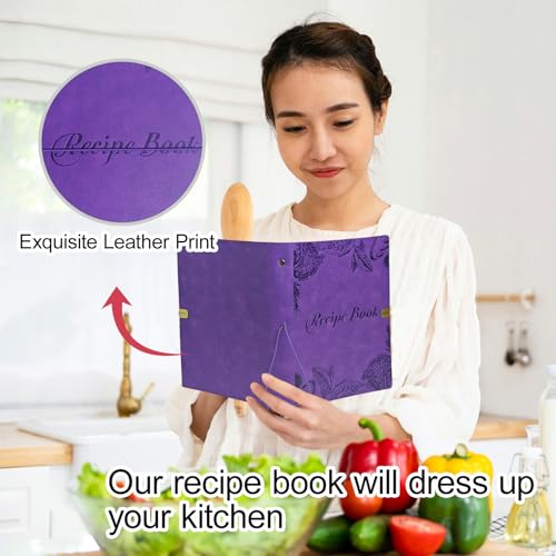 Image of Blank Recipe Book to Write in Your Own Recipes, Leather Cookbook
