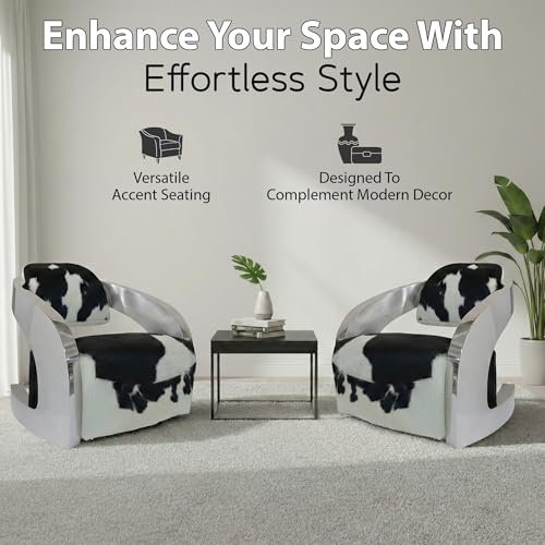 Sillón Curvo de Cuero con Estructura de Acero Negro miniatura 5