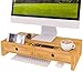 Produktbild ZRI Bamboo Bildschirmerhöhung Monitorständer Holz Monitor Erhöhung Bildschirmerhöher mit 2 Schubladen Bambus HBT 56x27x12cm (Braun)