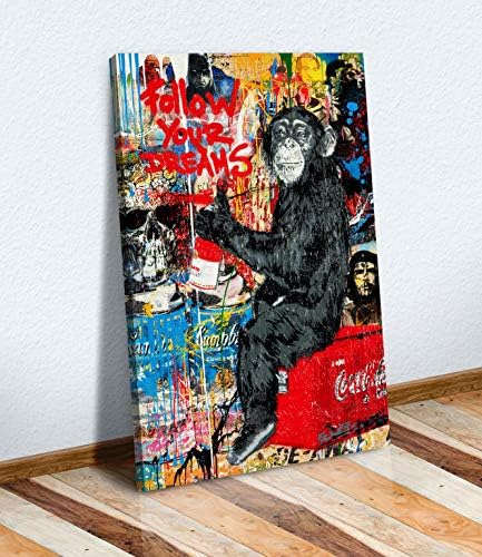 CanvasArtShop BANKSY GRAFFITI FOLLOW YOUR DREAMS CANVAS WALL ART PRINT ARTWORK BRAINWASH (36in x 24in / 91cm x 60cm)