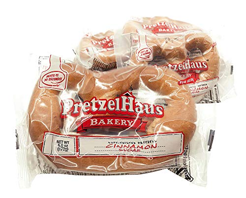 Large Soft Pretzels - 10 pack - Cinnamon Sugar - Individually Wrapped PretzelHaus Never Frozen Heat and Serve Baked Snack - w Honey packs