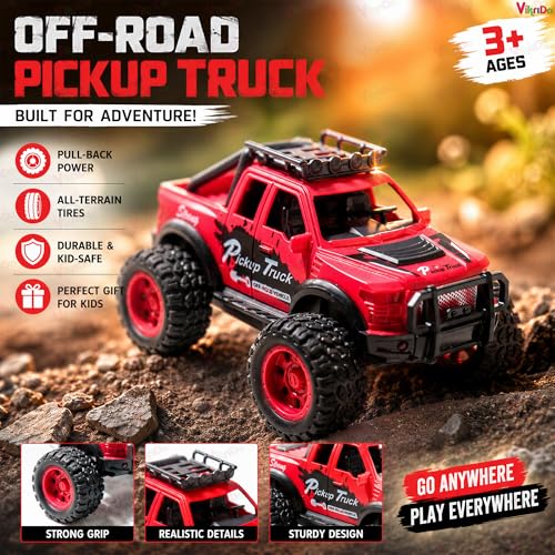 Image of VikriDA 4WD Friction Powered Monster Truck Toy for Kids | Push & Go Off-Road Stunt Car with 360 Action