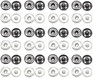 Metal Snap Fasteners Press Studs Snap Fasteners No Sewing, 24 Sets Press Studs Snap Fasteners Sew On, Black and Silver Snaps Button Rust Proof Snaps Fastener Kit for Clothes Purse Handbag