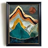 YUMKNOW Boho Mountain Wall Decor- Abstract Canvas Wall Art for Living Room Wall for Bathroom, Unframed 12x16 inch, Nature Wall Decor, Moon Wall Art, Forest, Sun Poster, Moon Painting