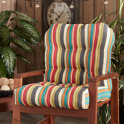 South Pine Porch Outdoor Seat/Back Chair Cushion, Sunset Stripe #TOP1