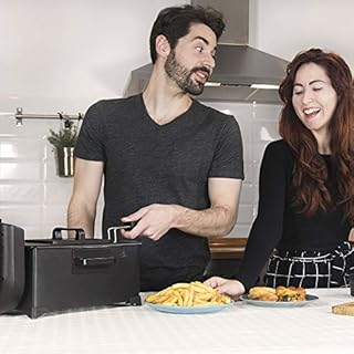 Cecotec Friteuse Électrique de 3L Cleanfry 3 L Black. 2000W, Acier Inoxydable avec Filtre OilCleaner, Laquée en Noir, Couvercle avec Fenêtre et Filtre Anti-odeurs