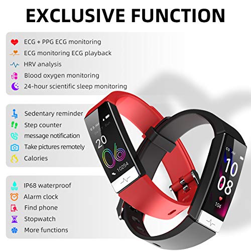 Mgaolo Fitness Tracker with Blood Oxygen SpO2 Blood Pressure Heart Rate Sleep Monitor for Men Women,IP68 Waterproof Activity Tracker HRV Pedometer Health Smart Watch for Fitbit Android iPhone Black