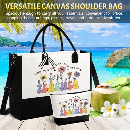 Bolso Tote para Mujer con Diseño Floral Blanco y Negro miniatura 4